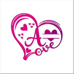 letter a monogram in the shape of love Posters and Art